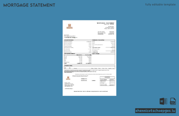 Beispiel eines Hypothekenauszugs der Yemeni International Bank in Word- und PDF-Formaten
